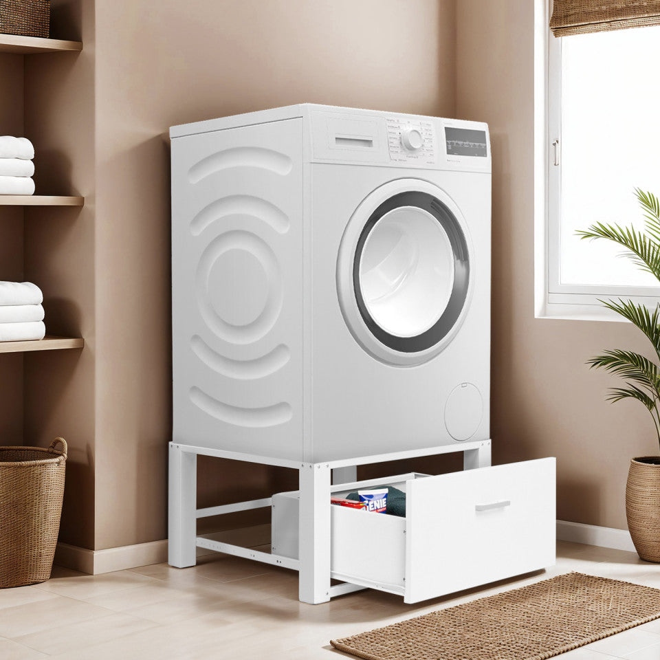 Socle spécial machine à laver blanc avec tiroir 100kg