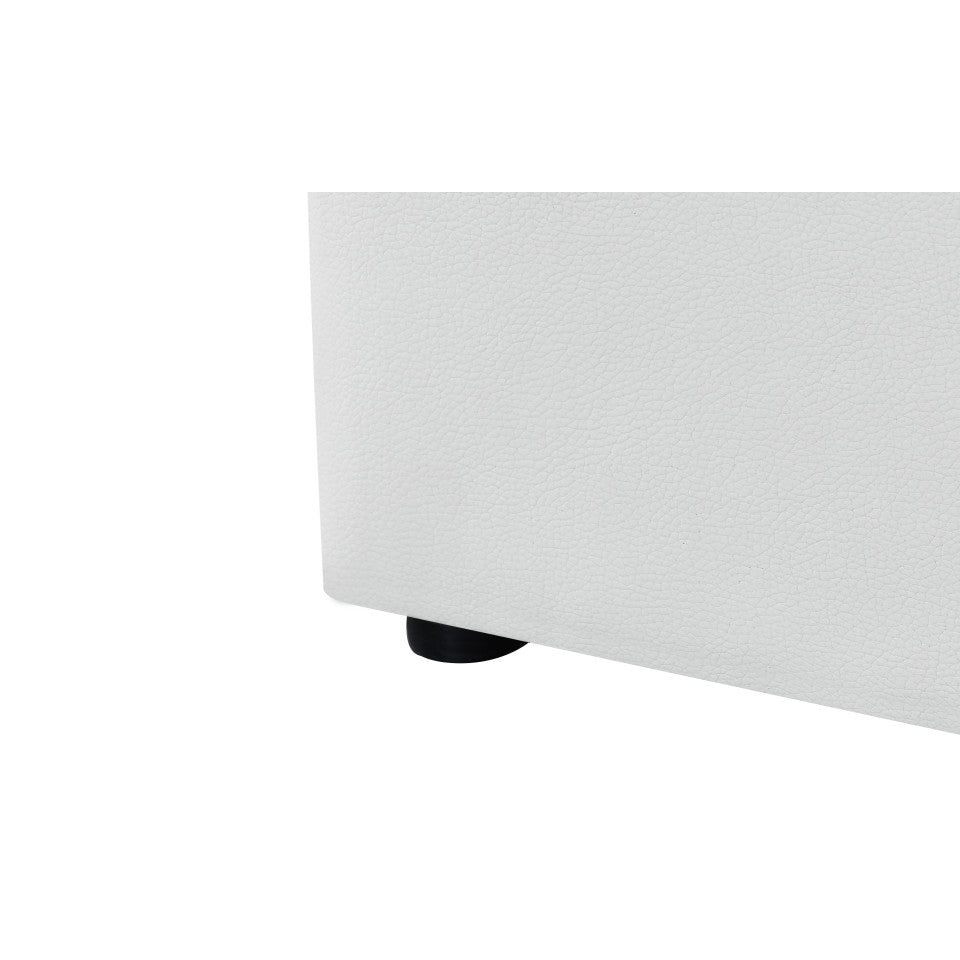 Lit coffre Hanna en PVC blanc avec sommier 140x190cm