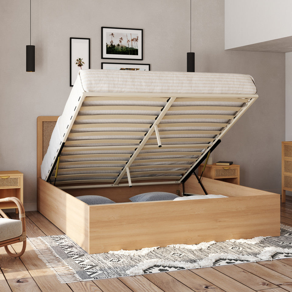 Lit coffre Eve 160x200cm cannage