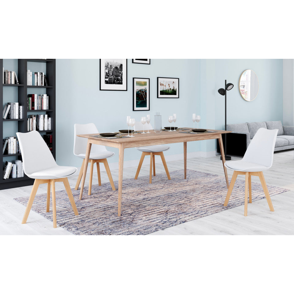 Chaises Nordia assise beige et pieds bois - lot de 4