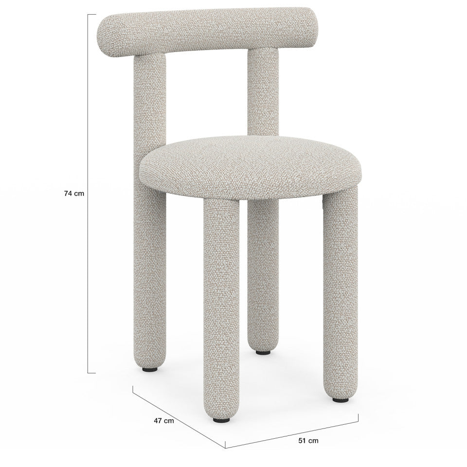 Chaises Rania tissu bouclette crème - lot de 2