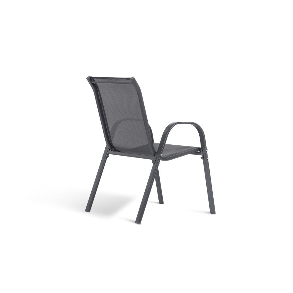 Chaises de jardin empilables en textilène gris anthracite - lot de 6