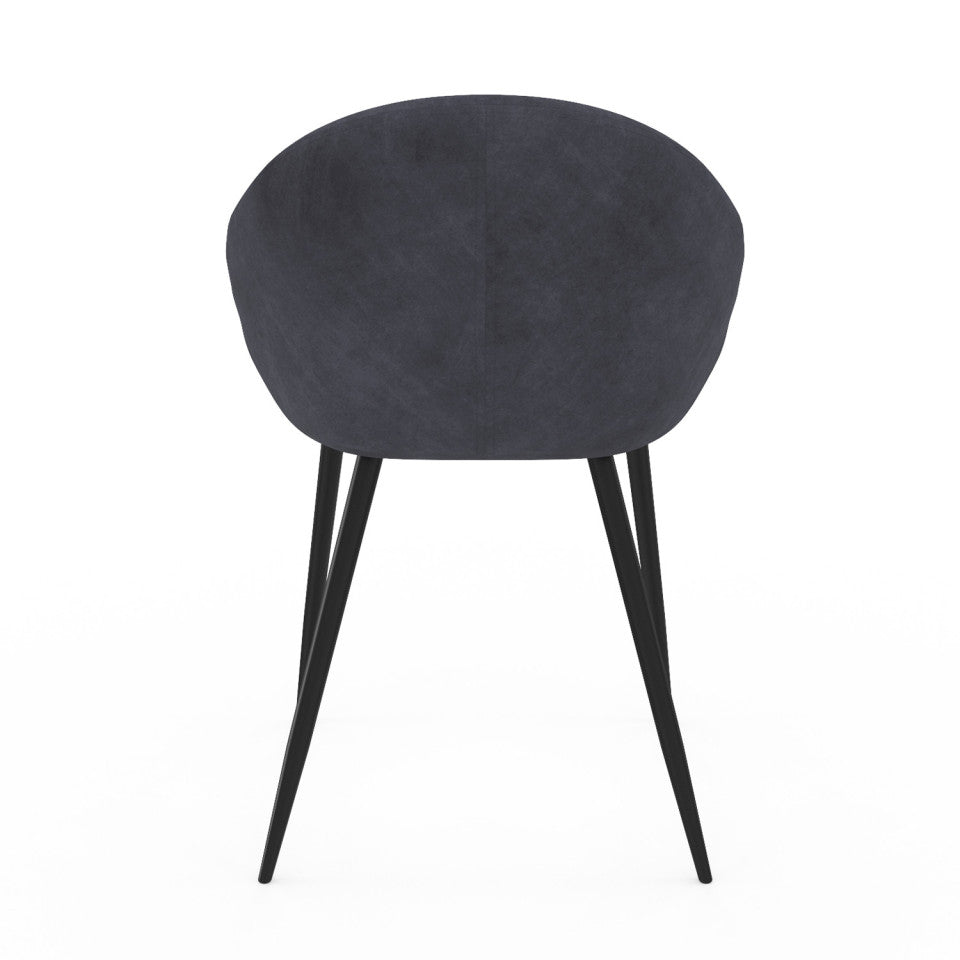 Chaises Dory en velours gris et pieds métal noirs - lot de 4