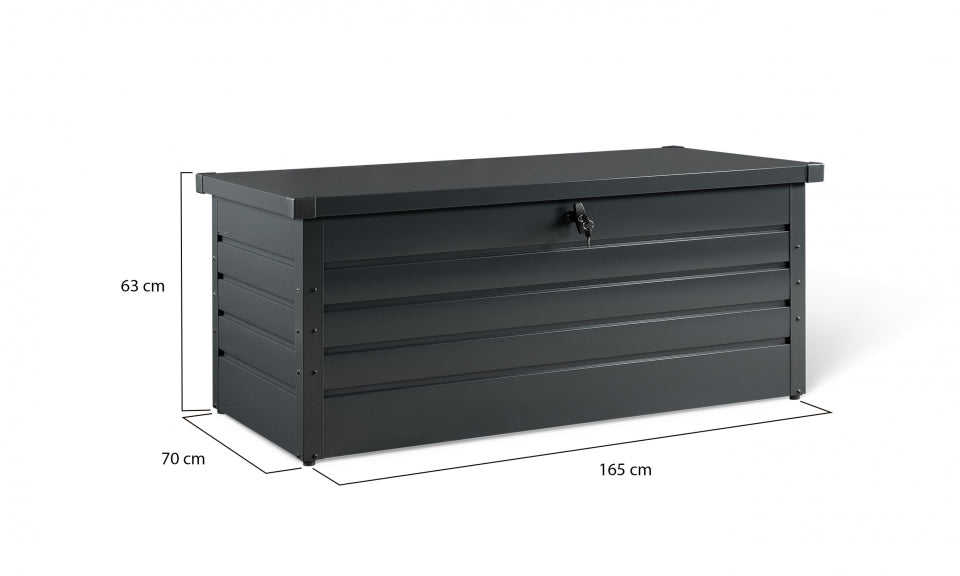 Coffre de rangement pour extérieur gris anthracite en acier galvanisé 600L