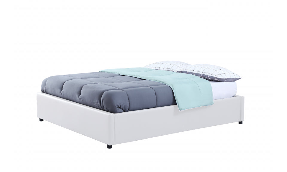 Lit coffre Otto en similicuir blanc avec sommier 160x200cm