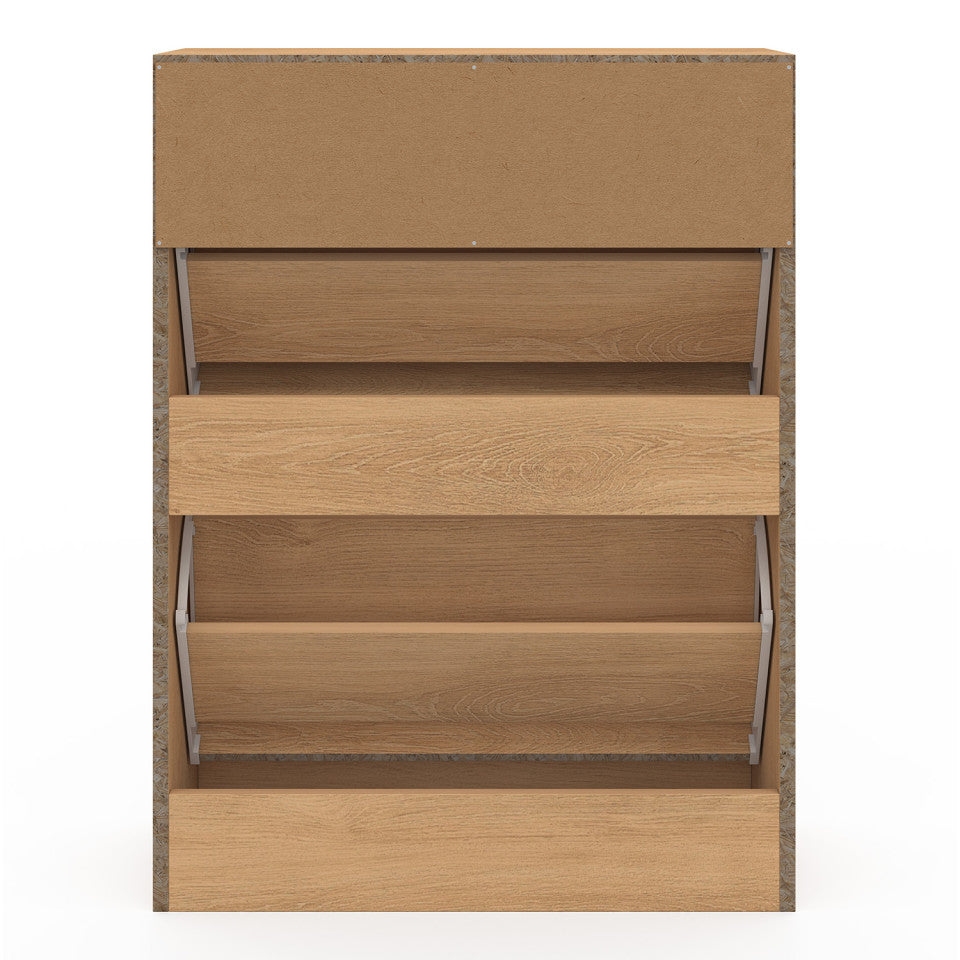 Meuble à chaussures Faustine 2 portes effet lattes - 12 paires