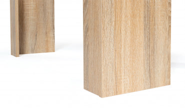 Table repas console extensible contemporaine avec rallonges intégrées Nora 140cm naturel