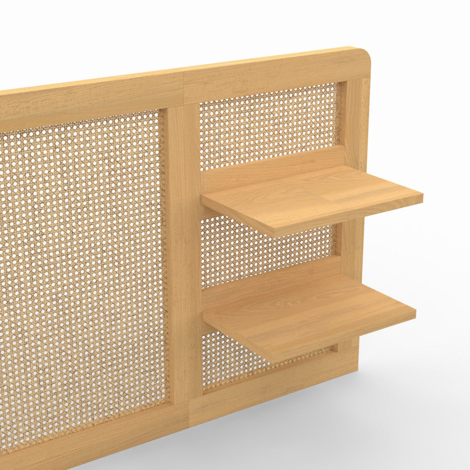 Tête de lit Eve en cannage avec étagères 240cm