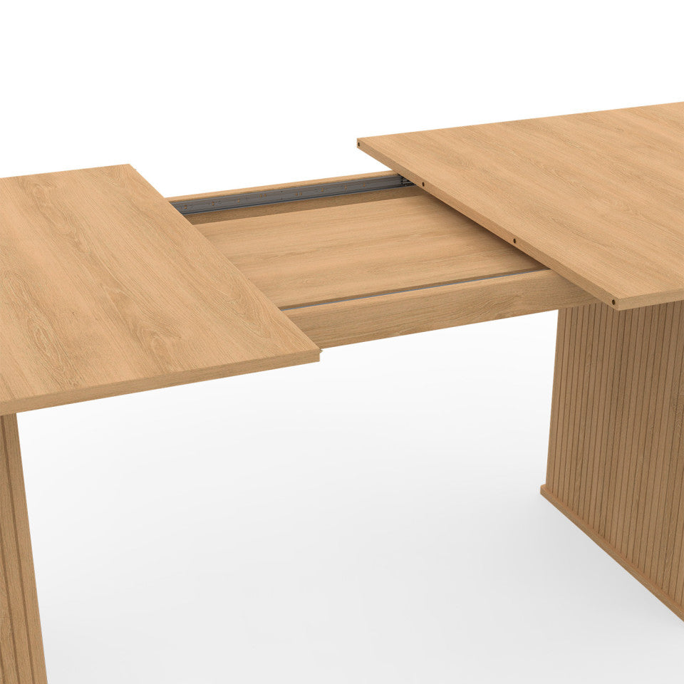 Table repas extensible Albane 160-200cm bois pieds effet lattes
