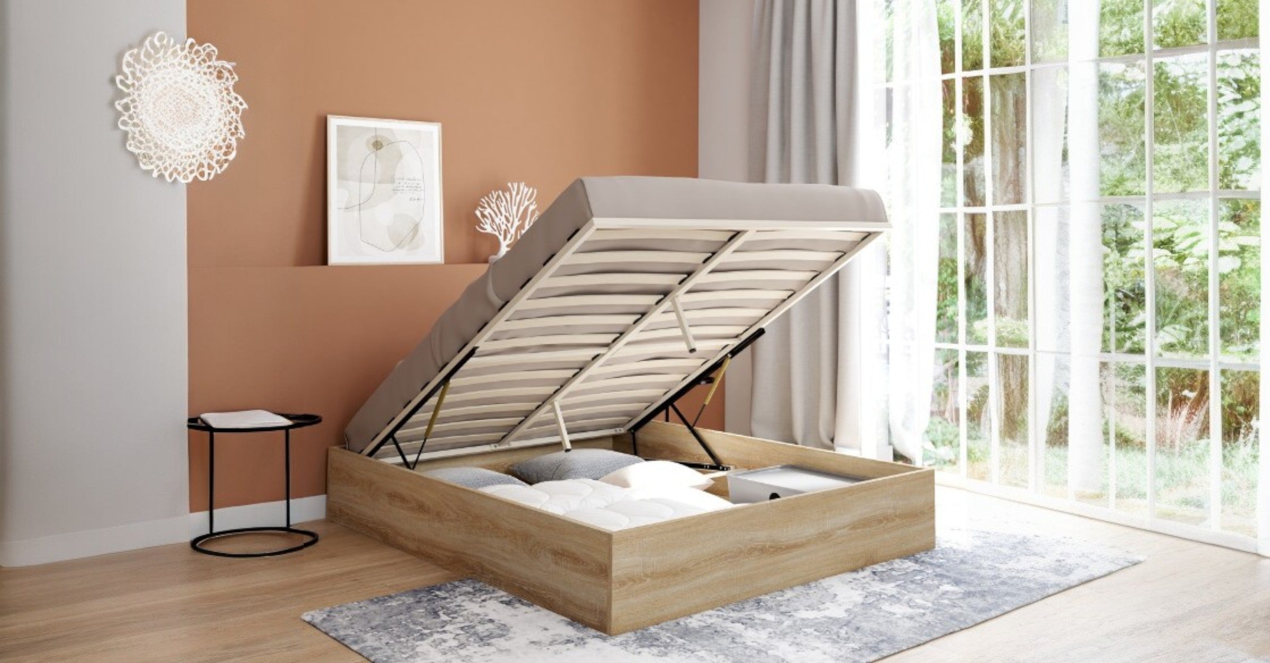 Lit coffre Malta en bois avec sommier 160x200cm