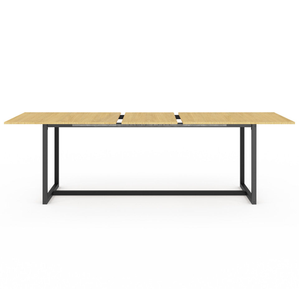 Table repas extensible Memphis 200-250cm plateau bois et pieds noirs