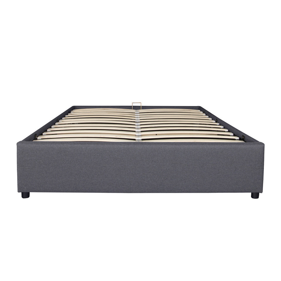 Lit coffre Otto en similicuir gris avec sommier 140x190cm