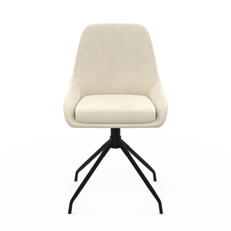 Chaises Olivia assise pivotante crème pieds métal - lot de 4