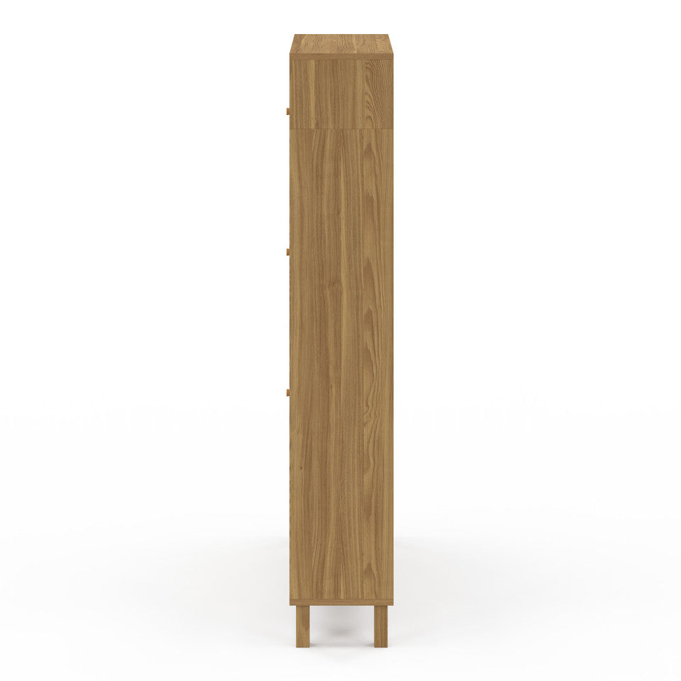 Meuble à chaussures Erin 3 portes en cannage avec étagères - 18 paires