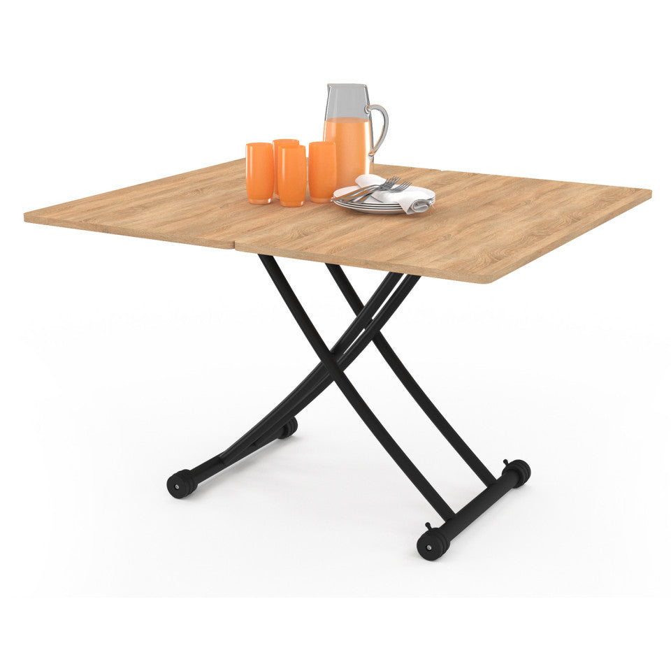 Table repas 2 en 1 Tribeca hauteur ajustable bois et noir