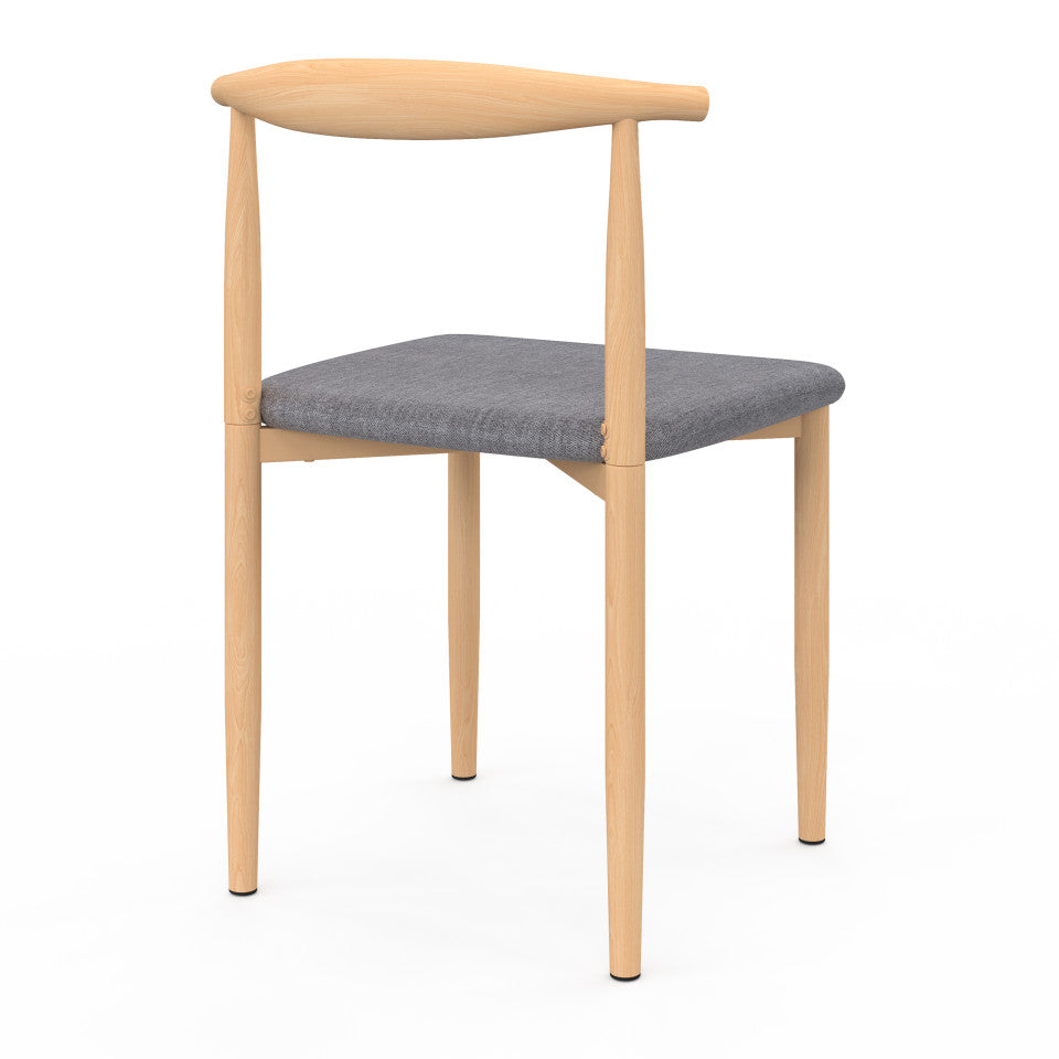 Chaises Adam assise grise et dossier effet bois - lot de 6