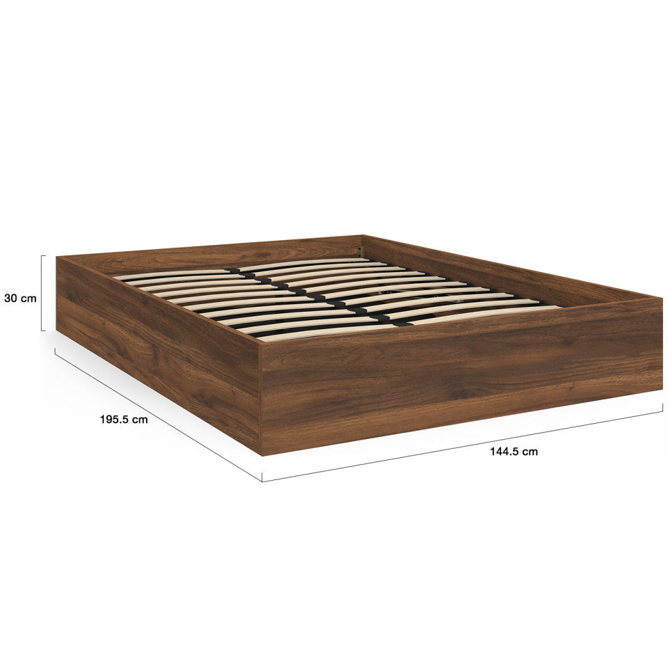 Lit coffre Malta 140x190cm effet bois noyer