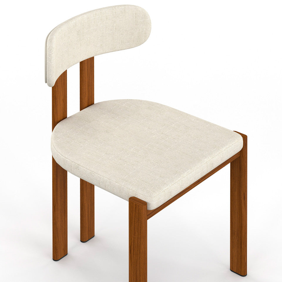 Chaises Elsa bouclette pieds effet noyer - lot de 4