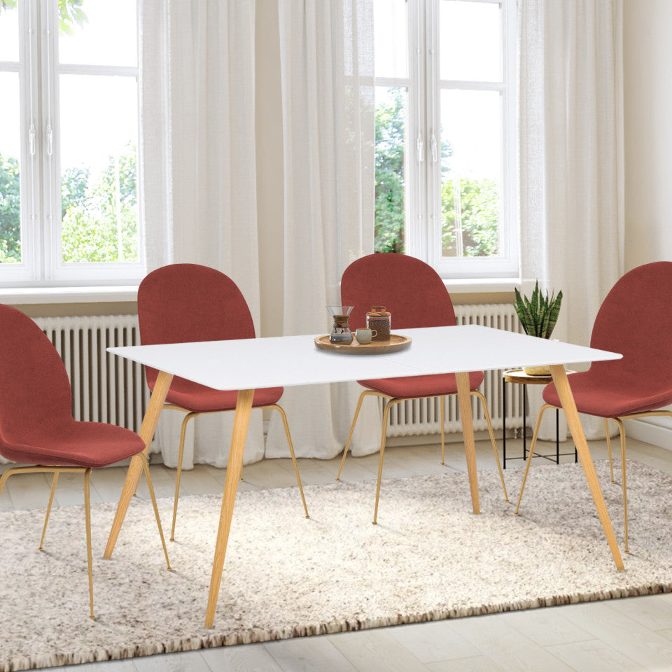 Table repas Sally 120cm plateau blanc et pieds effet bois