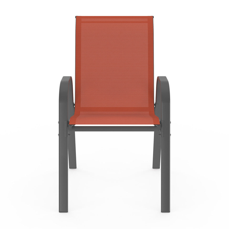 Chaises de jardin empilables en textilène terracotta - lot de 6