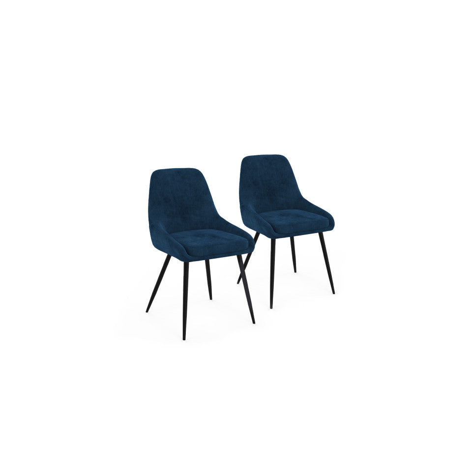 Chaises Olivia assise bleu pieds métal - lot de 2