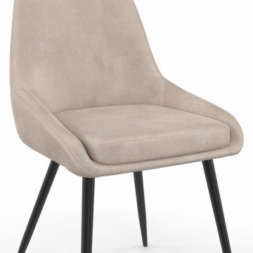 Chaises Olivia en velours taupe et pieds métal noirs - lot de 2