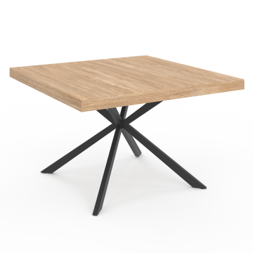 Table repas Soline 120cm plateau carré pieds croisés noirs