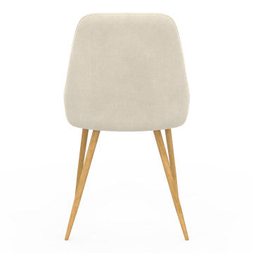 Chaises Olivia velours crème pieds métal effet bois - lot de 4