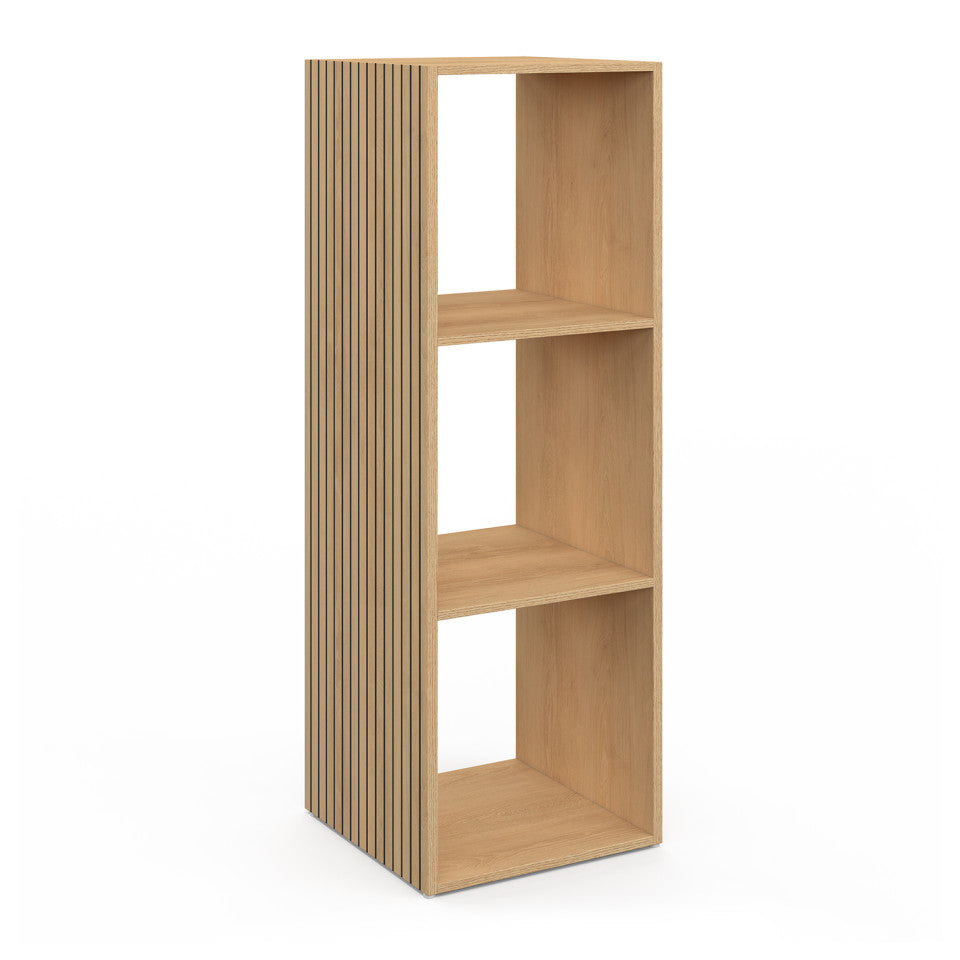 Meuble de rangement cube Faustine 3 case effet lattes