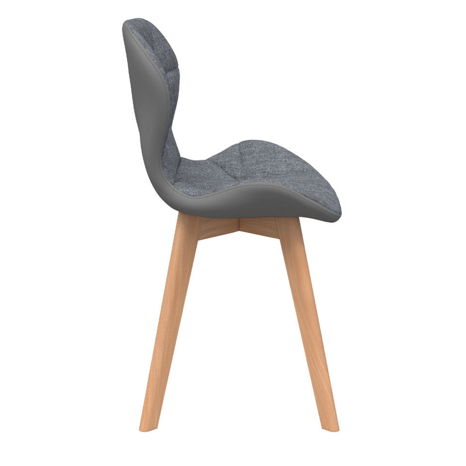 Chaises Gladys en tissu gris et pieds bois - lot de 4