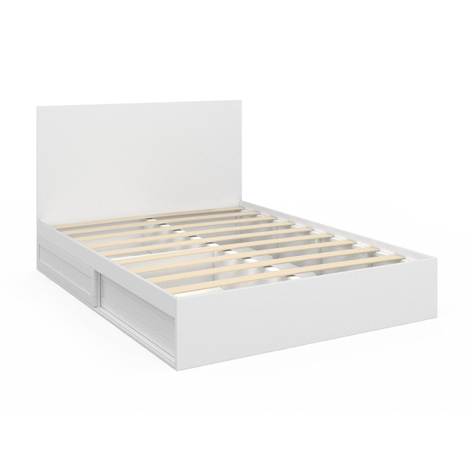 Lit Orem avec sommier, tête de lit et tiroir intégré blanc 140x190cm