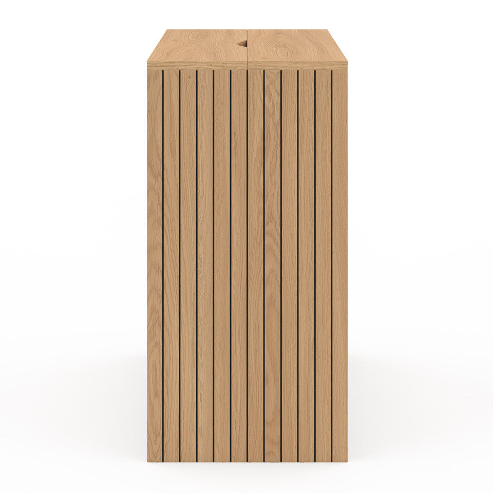 Table d'appoint mini bar Faustine bois et lattes