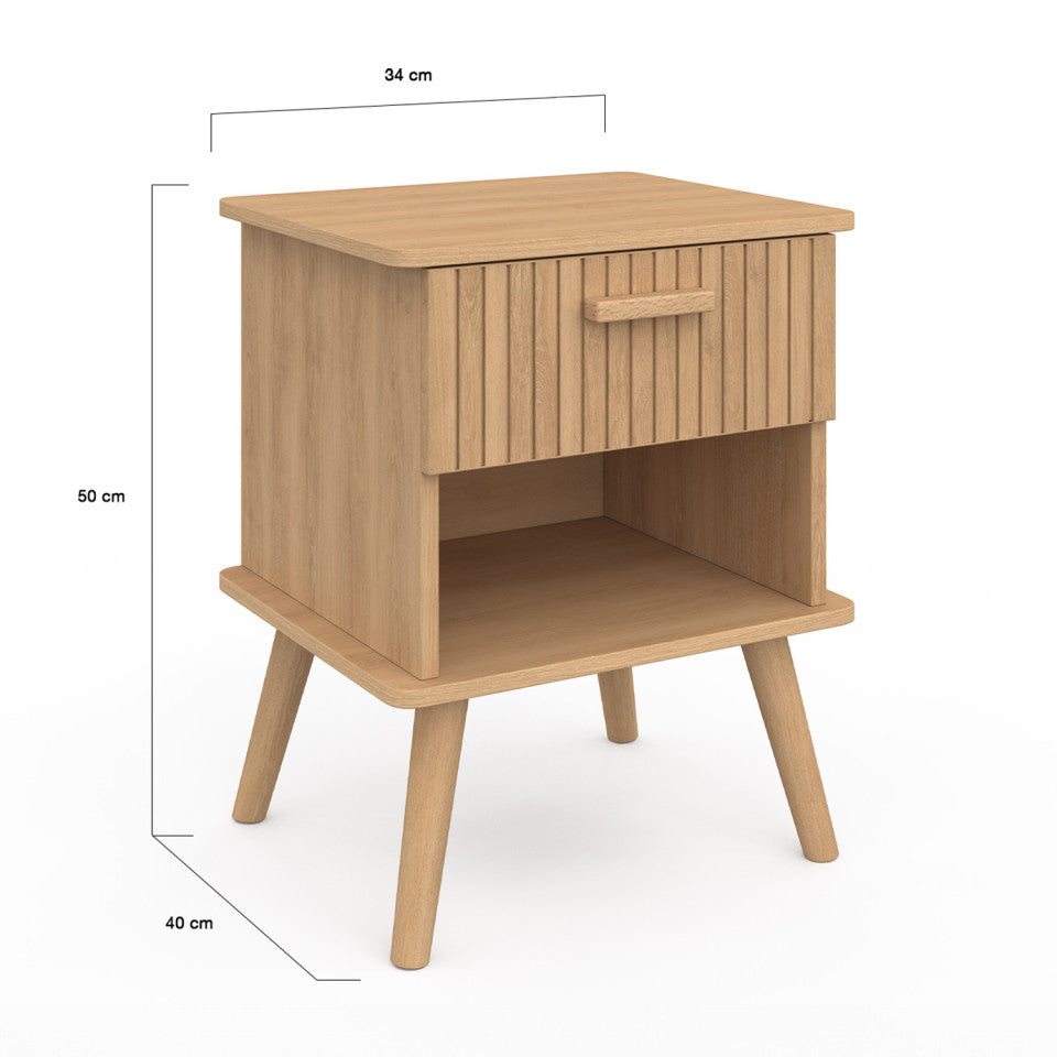 Tables de chevet Albane avec 1 tiroir et 1 niche - lot de 2