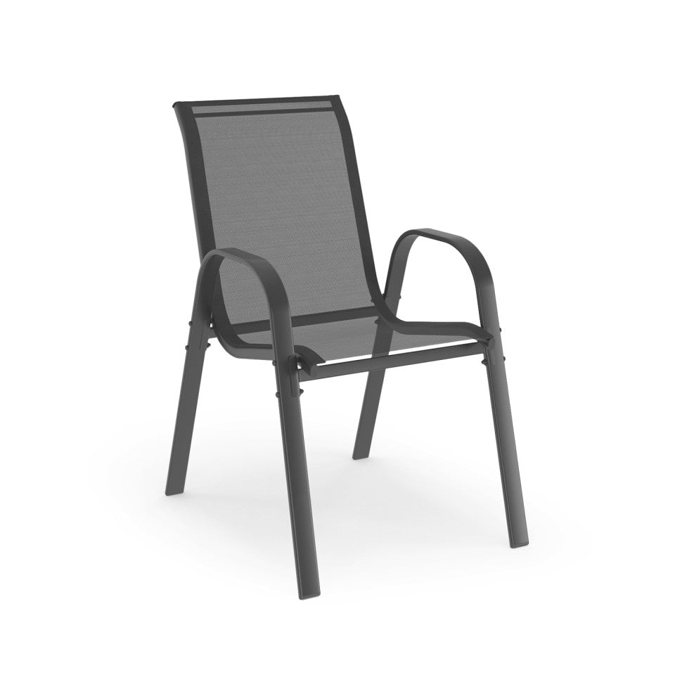 Ensemble de jardin Minorca 8 places en textiléne et verre trempé gris anthracite
