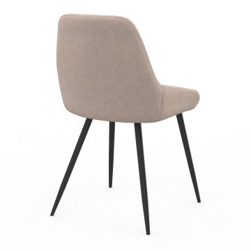 Chaises Ornella en tissu taupe et pieds métal noirs - lot de 6