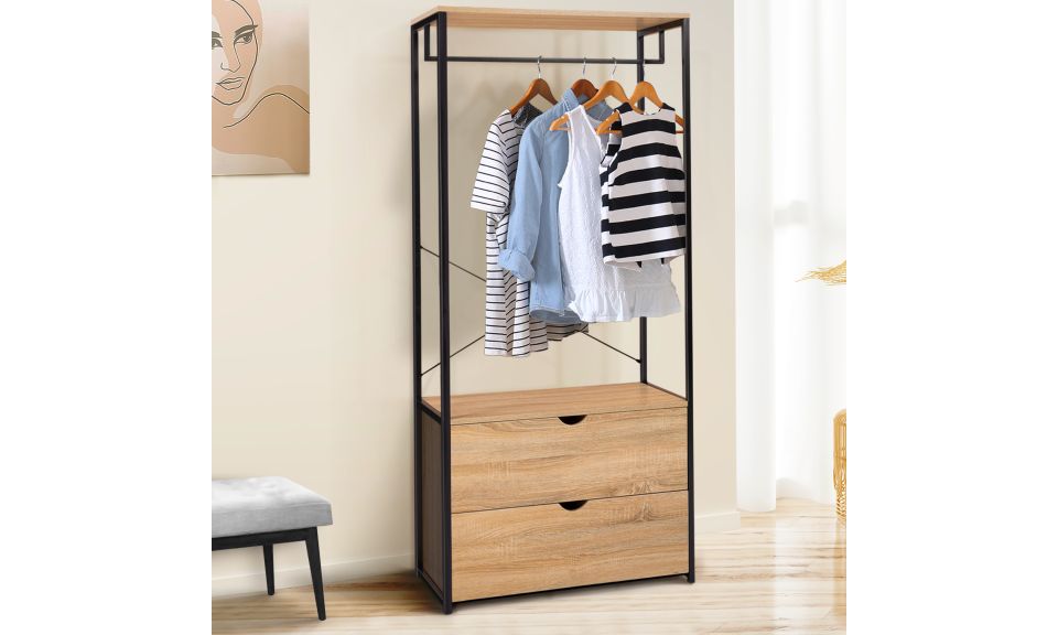 Dressing Memphis avec penderie et double tiroirs 80x167cm