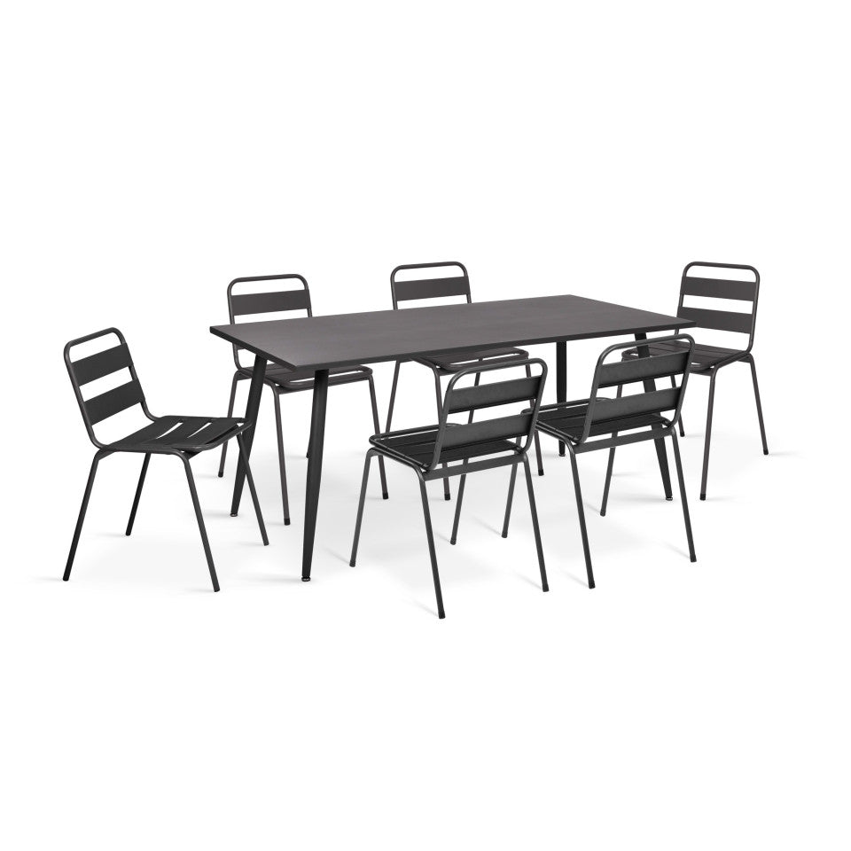 Chaises de jardin empilables en acier grises - lot de 6