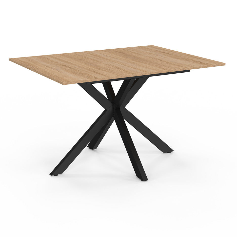 Table repas Spider plateau extensible 160-200cm et pieds croisés noirs