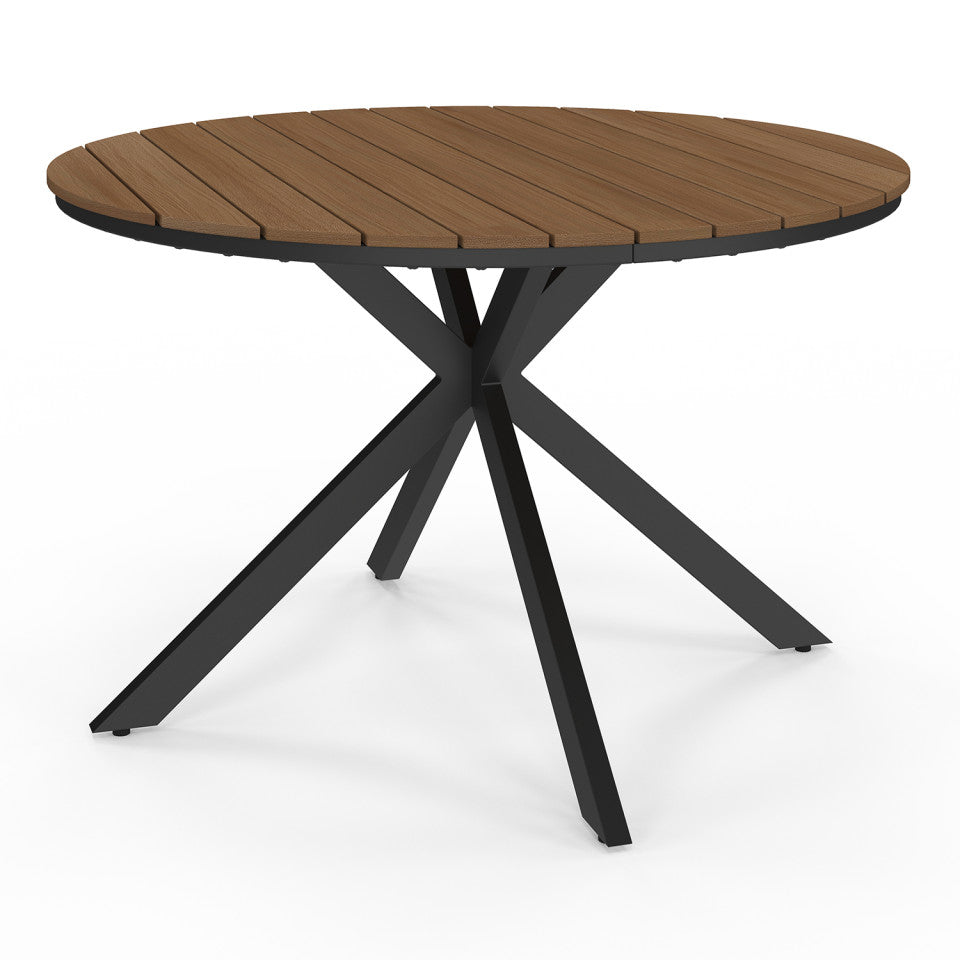 Table de jardin Milazzo ronde en polywood et pieds croisés 120cm
