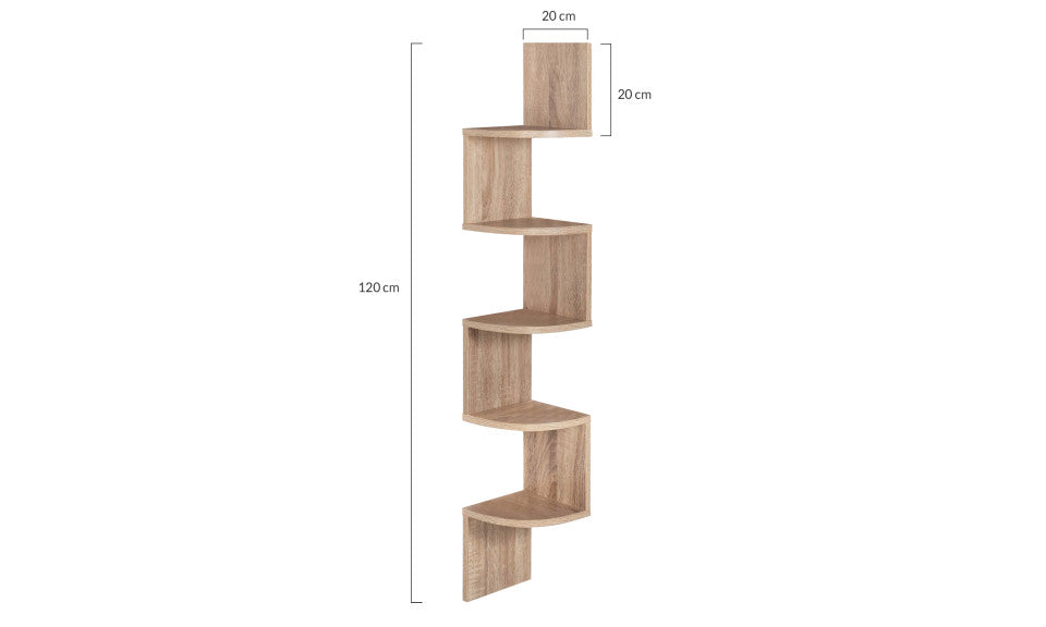 Etagère murale d'angle avec niches Hêtre 120cm