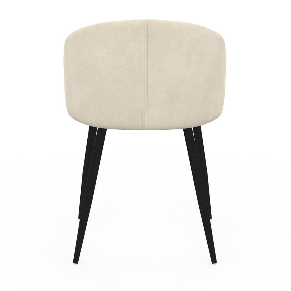 Chaises Léona en velours crème et pieds métal noirs - lot de 2
