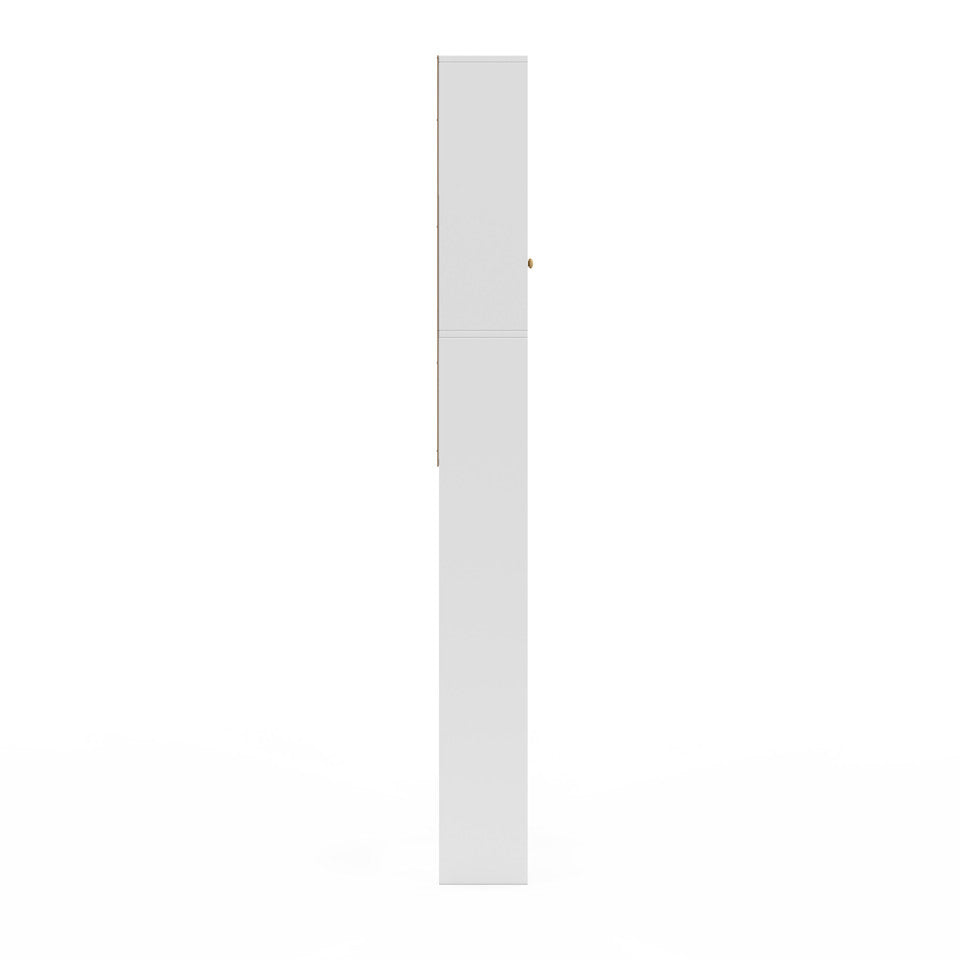 Meuble spécial dessus de WC avec placard bois et blanc