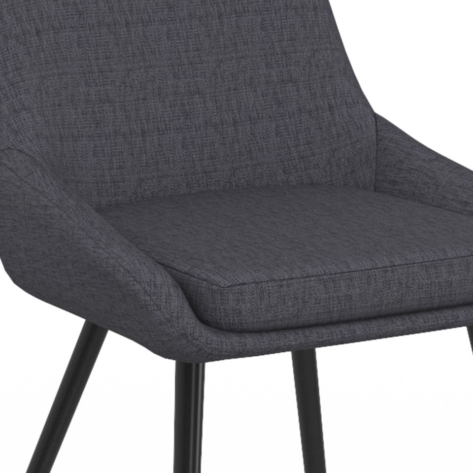 Chaises Ornella assise tissu gris foncé et pieds métal noirs - lot de 4