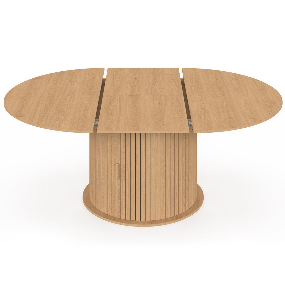Table à manger ronde extensible Albane avec rangement Ø140-200cm