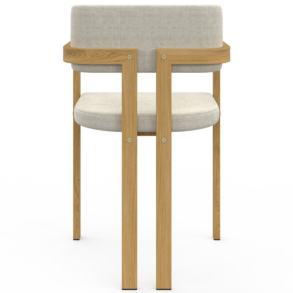 Chaises Elsa avec accoudoirs tissu beige pieds effet bois - lot de 4