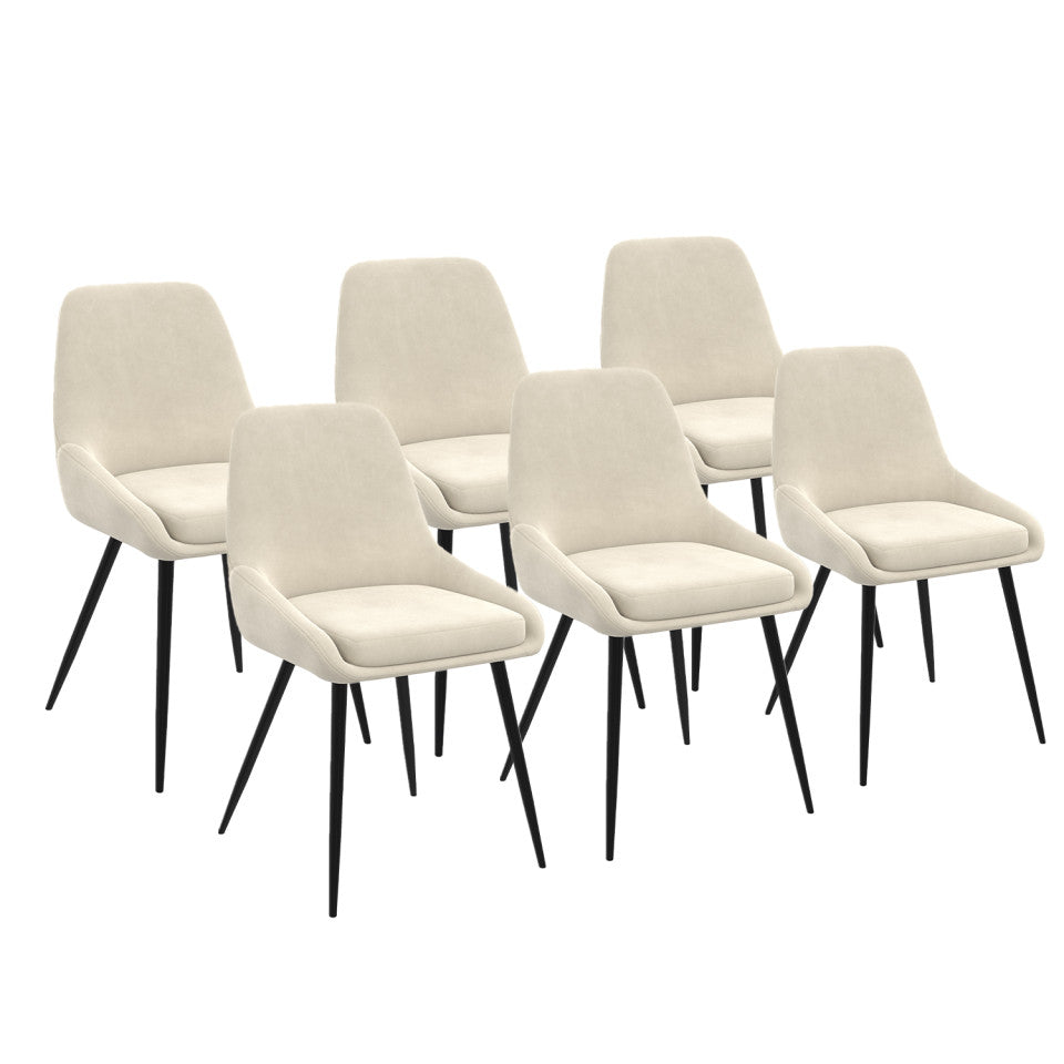 Chaises Olivia assise crème pieds métal - lot de 6