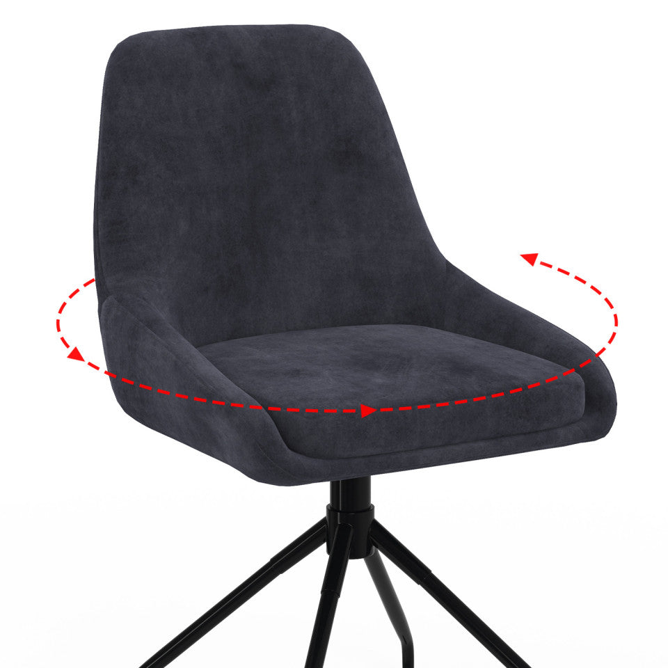 Chaises Olivia assise pivotante gris foncé pieds métal - lot de 2