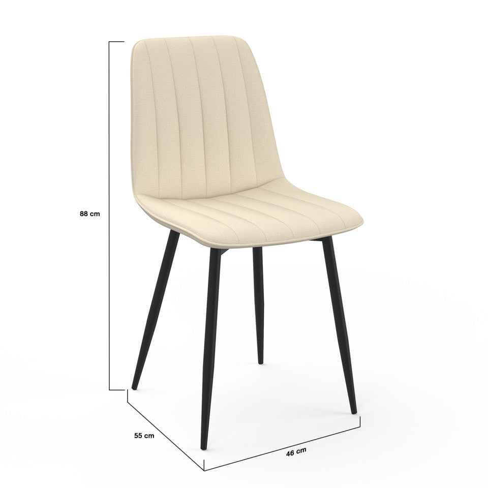 Chaises Fiona en velours beige - lot de 6