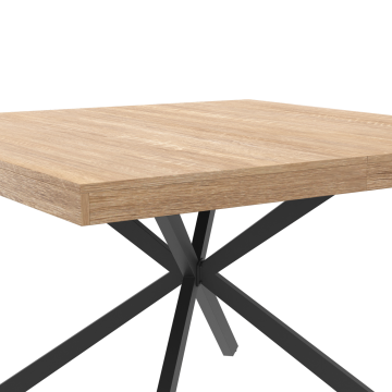 Table repas Soline 120cm plateau carré pieds croisés noirs
