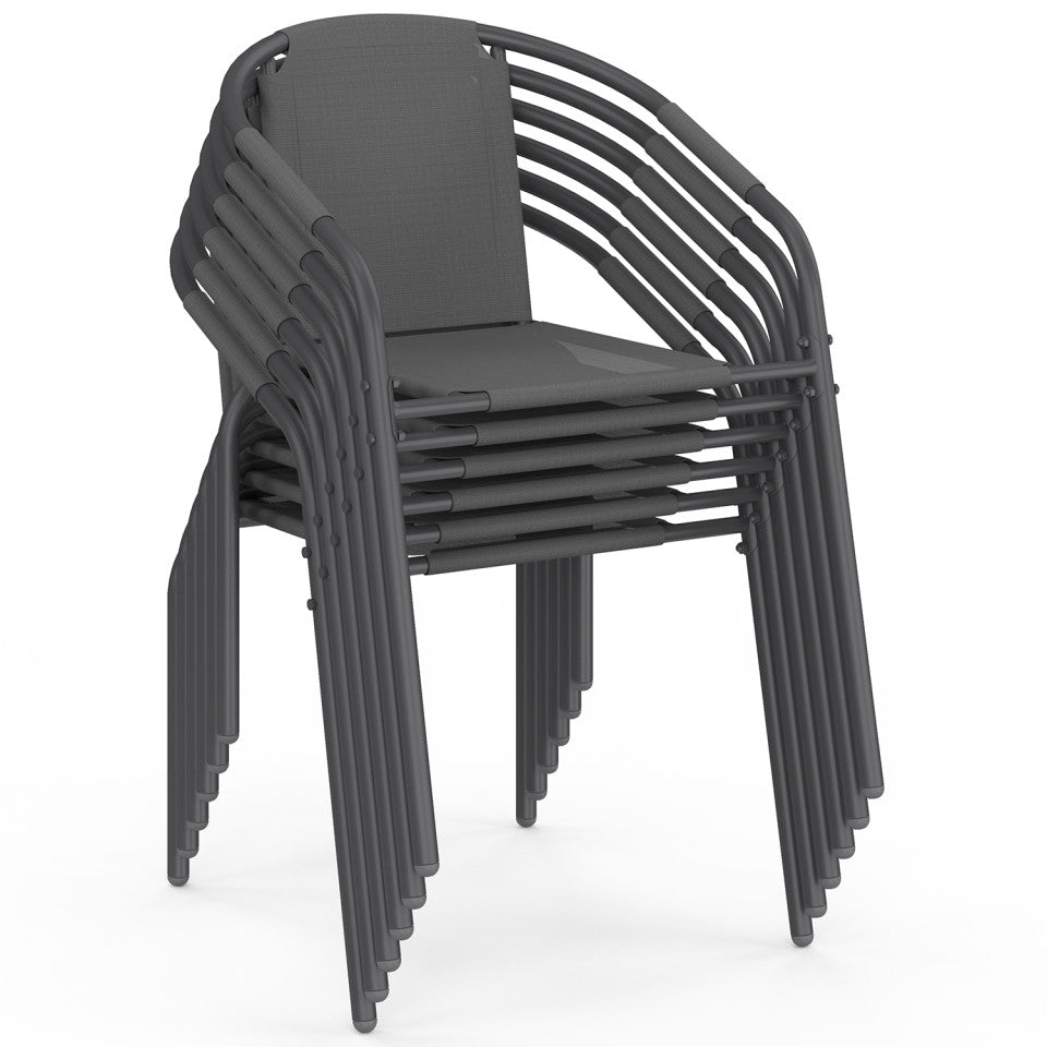 Chaises de jardin empilables Delma grises - lot de 6